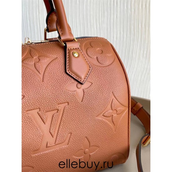 Louis Vuitton SPEEDY BANDOULIÈRE 25 Handbag (M59273) Caramel Monogram Empreinte Grained Leather, Size: 25x19x15cm