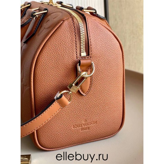 Louis Vuitton SPEEDY BANDOULIÈRE 25 Handbag (M59273) Caramel Monogram Empreinte Grained Leather, Size: 25x19x15cm