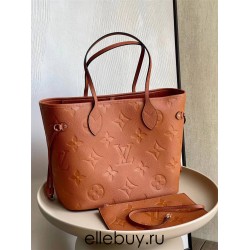 Louis Vuitton NEVERFULL Medium Handbag (M45686) Caramel Monogram Empreinte Soft Embossed Leather, Size: 31x28x14cm