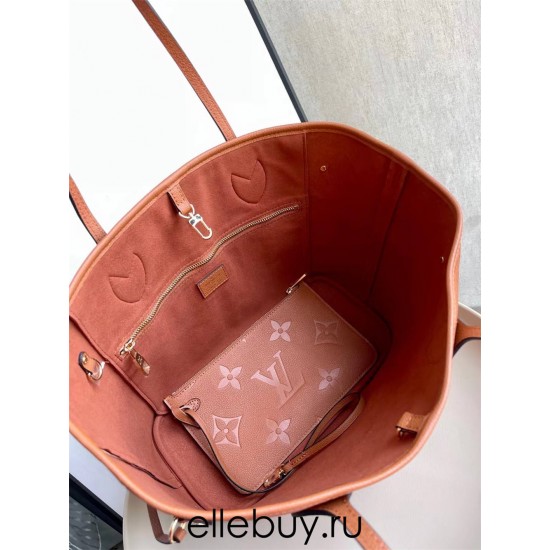 Louis Vuitton NEVERFULL Medium Handbag (M45686) Caramel Monogram Empreinte Soft Embossed Leather, Size: 31x28x14cm