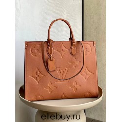 Louis Vuitton ONTHEGO Large Handbag (M44925) Caramel Onthego Handbag Monogram Empreinte Giant Embossed Soft Leather, Size: 41x34x19cm