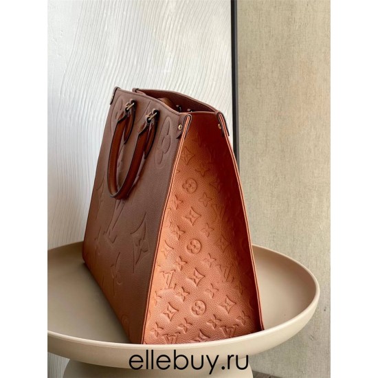 Louis Vuitton ONTHEGO Large Handbag (M44925) Caramel Onthego Handbag Monogram Empreinte Giant Embossed Soft Leather, Size: 41x34x19cm