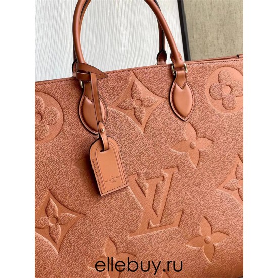 Louis Vuitton ONTHEGO Large Handbag (M44925) Caramel Onthego Handbag Monogram Empreinte Giant Embossed Soft Leather, Size: 41x34x19cm