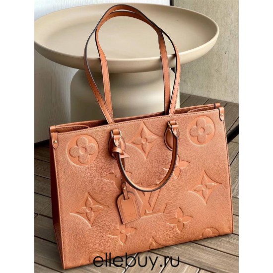 Louis Vuitton ONTHEGO Large Handbag (M44925) Caramel Onthego Handbag Monogram Empreinte Giant Embossed Soft Leather, Size: 41x34x19cm