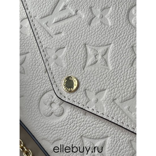 Louis Vuitton POCHETTE FÉLICIE Felicie Chain Bag (M82363) Ivory White Monogram Empreinte Leather, Size: 21x12x3cm