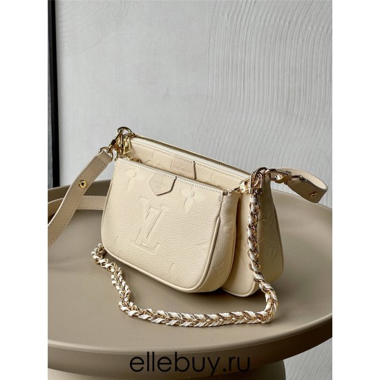 Louis Vuitton MULTI POCHETTE ACCESSOIRES Handbag (M46568) Ivory White Monogram Empreinte Leather, Size: 25x14.5x4.5cm