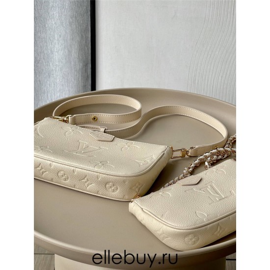 Louis Vuitton MULTI POCHETTE ACCESSOIRES Handbag (M46568) Ivory White Monogram Empreinte Leather, Size: 25x14.5x4.5cm