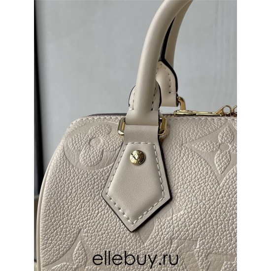 Louis Vuitton SPEEDY BANDOULIÈRE 20 Handbag (M58954) Ivory White Monogram Empreinte Leather, Size: 20.5x13.5x12cm