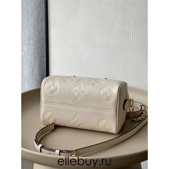 Louis Vuitton SPEEDY BANDOULIÈRE 20 Handbag (M58954) Ivory White Monogram Empreinte Leather, Size: 20.5x13.5x12cm