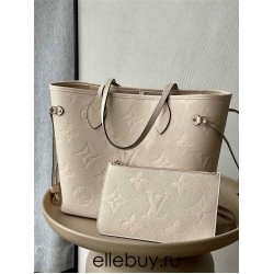 Louis Vuitton NEVERFULL Medium Handbag (M46676) White Neverfull Medium Handbag Monogram Empreinte Grained Leather, Size: 31x28x14cm