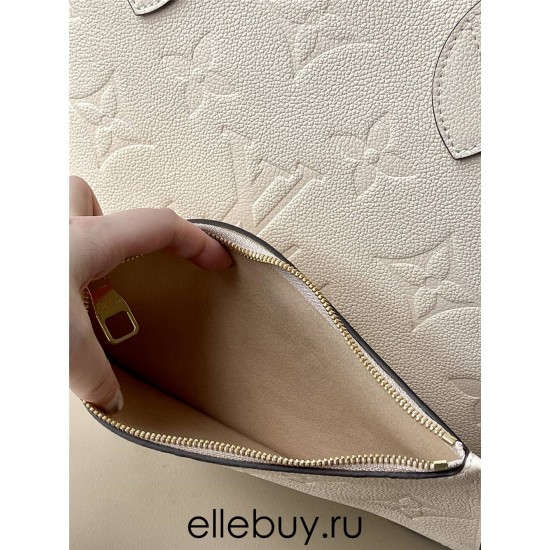 Louis Vuitton NEVERFULL Medium Handbag (M46676) White Neverfull Medium Handbag Monogram Empreinte Grained Leather, Size: 31x28x14cm