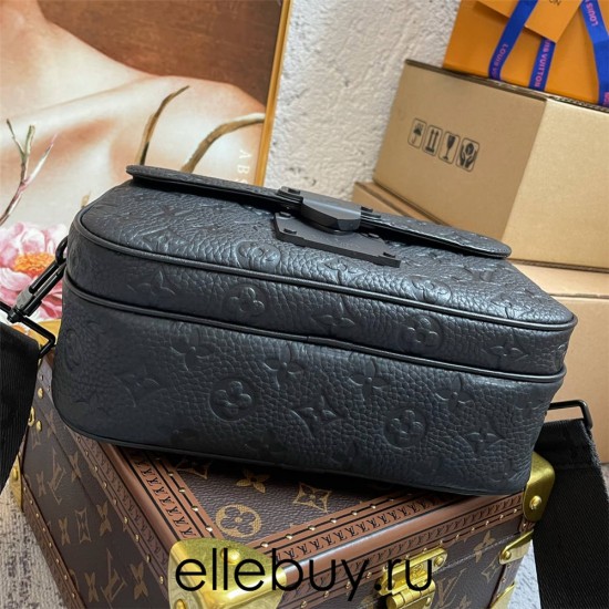 Louis Vuitton S LOCK Messenger Bag (M58489) Black S Lock Messenger Bag in Soft Taurillon Leather, Elegant Black Tone, Size: 22x18x8cm