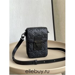 Louis Vuitton S-LOCK VERTICAL Mini Handbag (M81524) Black Embossed Leather, New S-Lock Vertical Monogram Imprint Taurillon Leather, Size: 12x19x7cm