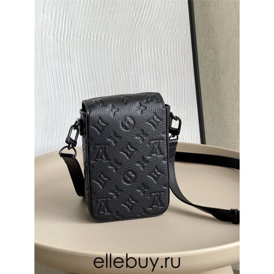 Louis Vuitton S-LOCK VERTICAL Mini Handbag (M81524) Black Embossed Leather, New S-Lock Vertical Monogram Imprint Taurillon Leather, Size: 12x19x7cm