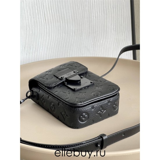 Louis Vuitton S-LOCK VERTICAL Mini Handbag (M81524) Black Embossed Leather, New S-Lock Vertical Monogram Imprint Taurillon Leather, Size: 12x19x7cm