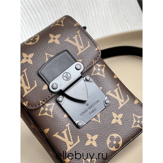 Louis Vuitton S-LOCK VERTICAL Mini Handbag (M81522) Monogram S-Lock Vertical Classic Monogram Macassar Canvas, Size: 12x19x7cm