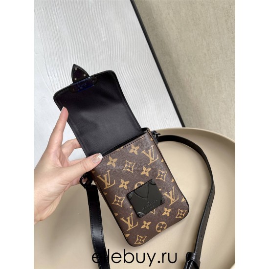 Louis Vuitton S-LOCK VERTICAL Mini Handbag (M81522) Monogram S-Lock Vertical Classic Monogram Macassar Canvas, Size: 12x19x7cm