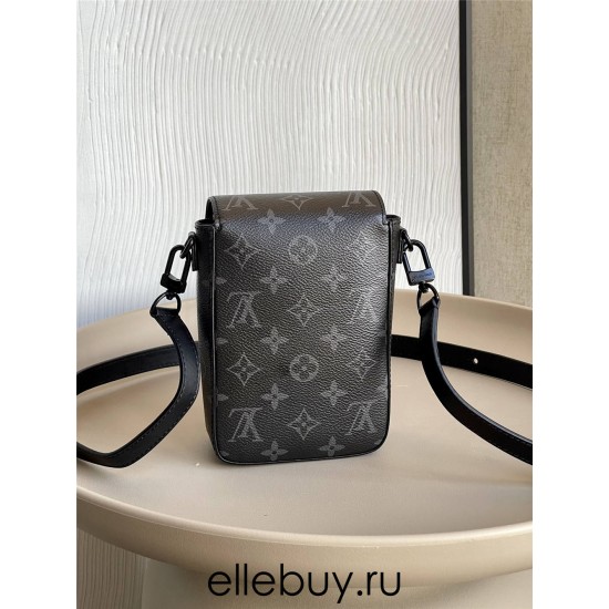 Louis Vuitton S-LOCK VERTICAL Mini Handbag (M81522) Monogram Eclipse Black S-Lock Vertical Classic Monogram Macassar Canvas Magnetic Design, Size: 12x19x7cm