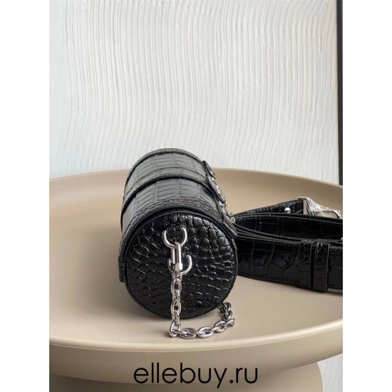 Louis Vuitton PAPILLON TRUNK Handbag (M57835) Black Crocodile Grain Nicolas Ghesquière S-lock Clasp, Size: 19x9x9cm