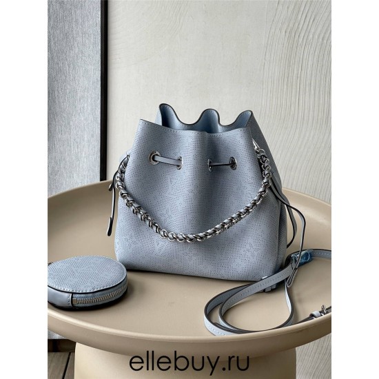 Louis Vuitton Bella Handbag (M21582) Blue, Bella Bucket Bag made of Mahina Leather, Size: 19x22x14cm