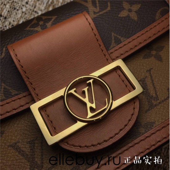 Louis Vuitton M68746 DAUPHINE Chain Bag Monogram and Monogram Reverse Two-tone Canvas LV Circle Hook, Size: 18.5x12x5cm