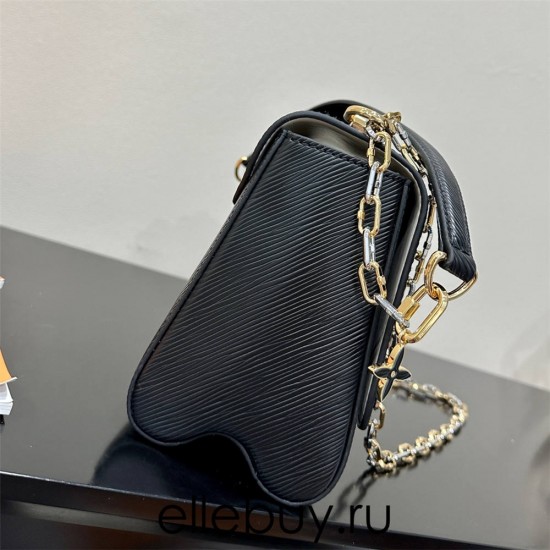 Louis Vuitton TWIST MM Handbag (M21025) Black, This Twist MM Handbag is made of Epi Grained Leather, Size: 23x17x9.5cm