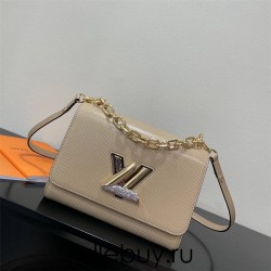 Louis Vuitton TWIST Medium Handbag (M59033) Apricot, Twist Medium Handbag with LV Twist Lock, Size: 23x17x9.5cm