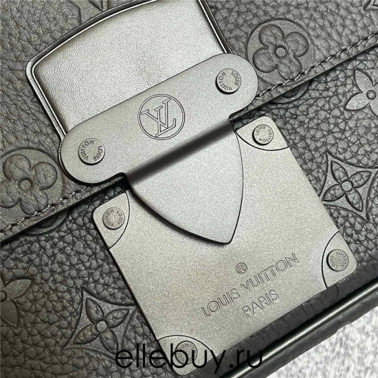 Louis Vuitton S LOCK SLING Handbag (M58487) Black, This new S Lock Sling Handbag is in Monogram Embossed Black Taurillon Leather, Size: 21x15x4cm