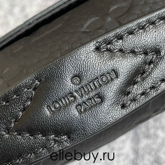 Louis Vuitton S LOCK SLING Handbag (M58487) Black, This new S Lock Sling Handbag is in Monogram Embossed Black Taurillon Leather, Size: 21x15x4cm