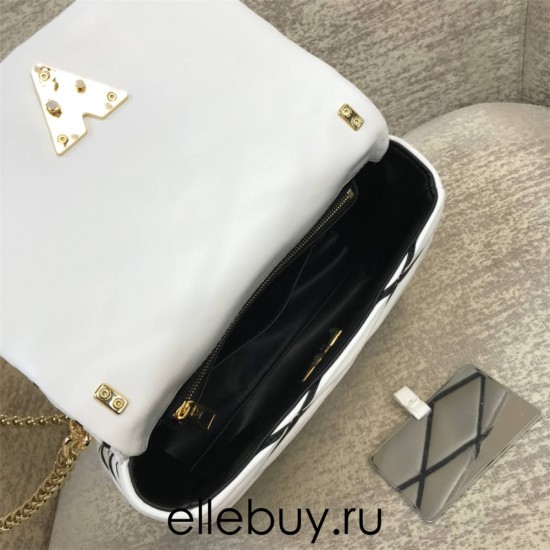 Louis Vuitton PICO GO-14 Medium Handbag (M22890) White GO-14 Medium Handbag in Lambskin Twist, Size: 23x16x10cm