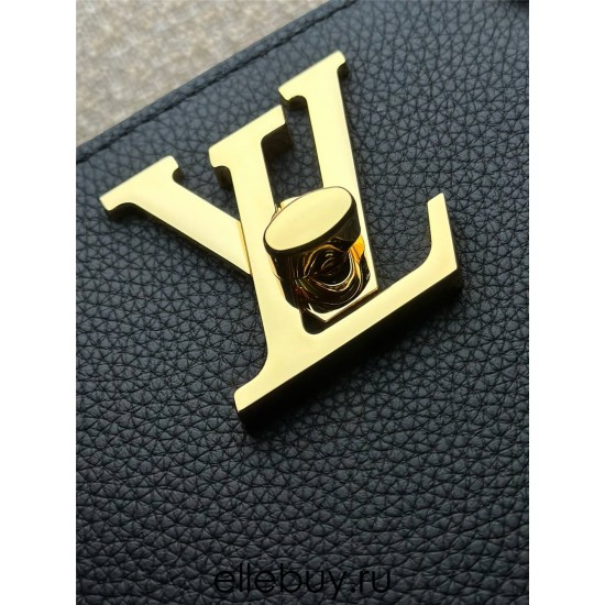 Louis Vuitton LOCK & GO Handbag (M22311) Black Smooth Grain Calfskin, Size: 24.5x19x10.5cm