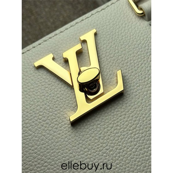 Louis Vuitton LOCK & GO Handbag (M23637) White Smooth Grain Calfskin, Size: 24.5x19x10.5cm