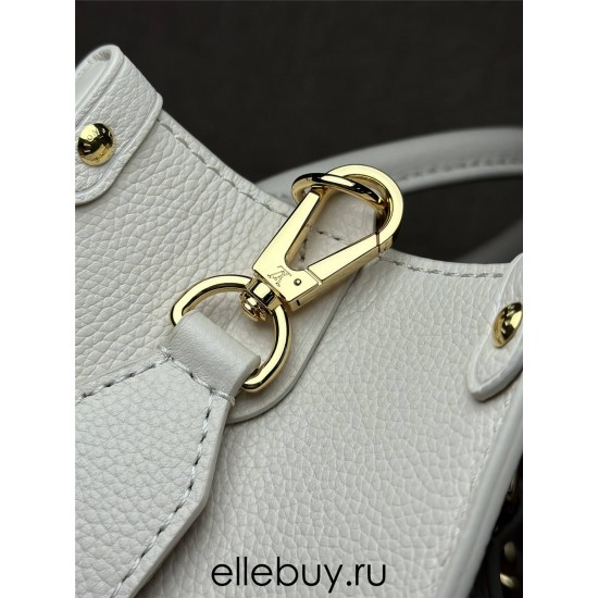 Louis Vuitton LOCK & GO Handbag (M23637) White Smooth Grain Calfskin, Size: 24.5x19x10.5cm