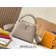 Louis Vuitton Capucines BB Handbag (M59433) Grey with Gold Clasp, Full-grain Calfskin, Size: 21x14x8 cm