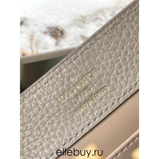 Louis Vuitton Capucines BB Handbag (M59433) Grey with Gold Clasp, Full-grain Calfskin, Size: 21x14x8 cm