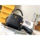 Louis Vuitton Capucines BB Handbag (M59433) Black with Gold Clasp, Full-grain Calfskin, Size: 21x14x8 cm