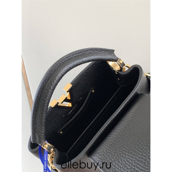 Louis Vuitton Capucines BB Handbag (M59433) Black with Gold Clasp, Full-grain Calfskin, Size: 21x14x8 cm