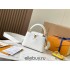 Louis Vuitton Capucines BB Handbag (M59433) White with Gold Clasp, Full-grain Calfskin, Size: 21x14x8 cm