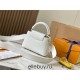 Louis Vuitton Capucines BB Handbag (M59433) White with Gold Clasp, Full-grain Calfskin, Size: 21x14x8 cm