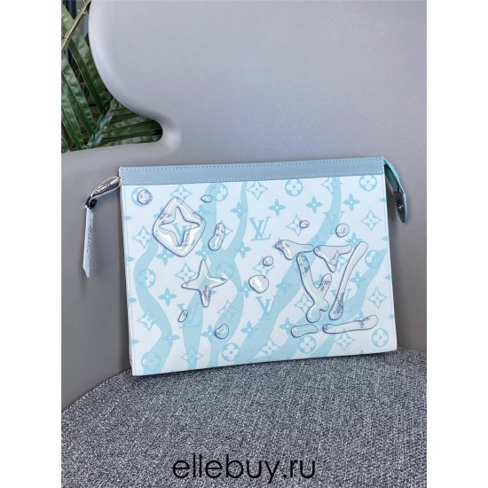 Louis Vuitton POCHETTE VOYAGE Medium Clutch (M22763) Crystal Blue, Size: 27x21x6cm