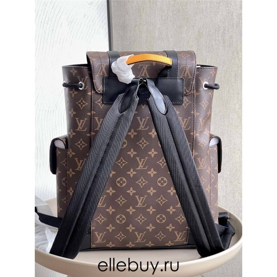 Louis Vuitton M46699 Yellow Leather Christopher Small Backpack in Monogram Canvas, Size: 32x39x12cm