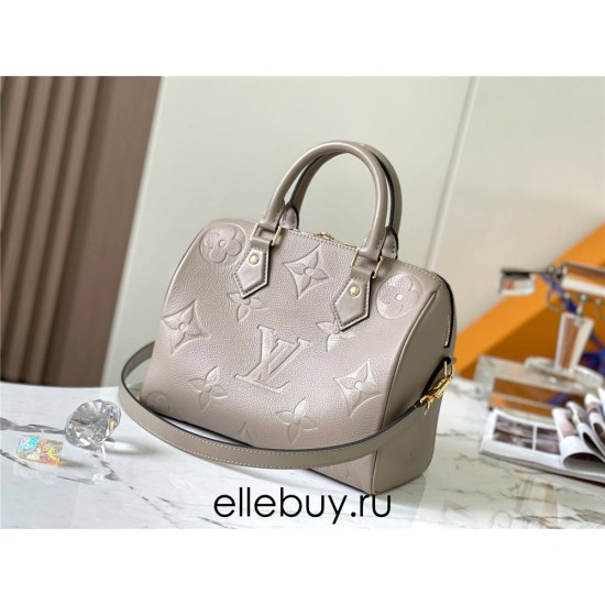 Louis Vuitton M59273 Elephant Gray Embossed Speedy Bandoulière 25 Handbag Monogram Empreinte Leather, Size: 25.0x19.0x15.0 cm