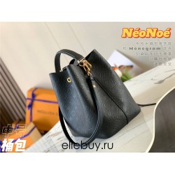 Louis Vuitton M45256 Black Embossed NéoNoé NeoNoe Medium Bucket Bag Monogram Empreinte Embossed Leather, Size: 26.0x26.0x17.5cm