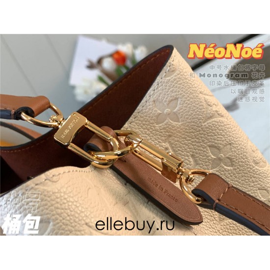 Louis Vuitton M45307 Off-White Embossed NéoNoé NeoNoe Medium Bucket Bag Monogram Empreinte Embossed Leather, Size: 26.0x26.0x17.5cm