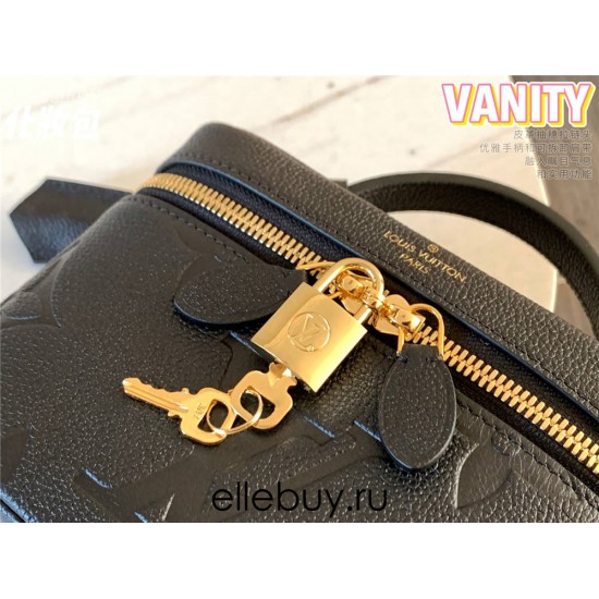 Louis Vuitton M45598 Black Embossed Vanity Small Handbag, Giant Monogram Embossed, Size: 19×13×11cm