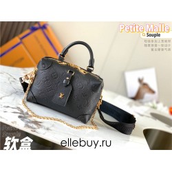 Louis Vuitton M45393 Black Petite Malle Souple Handbag made of Embossed Monogram Empreinte Leather, Size: 20x14x7.5cm