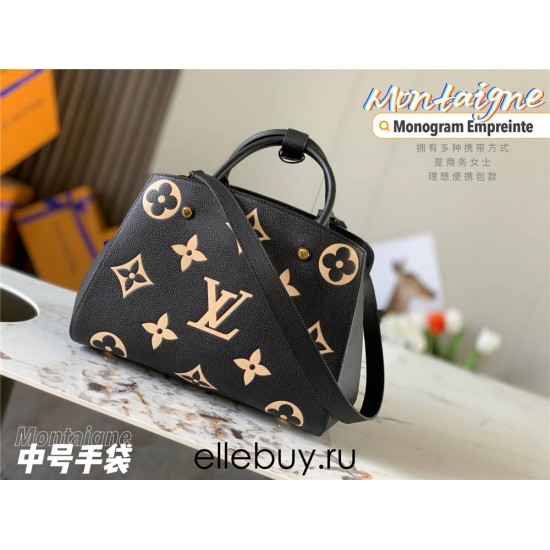 Louis Vuitton M45489 Medium Black Printed Montaigne Handbag, Size: 33×23×15cm