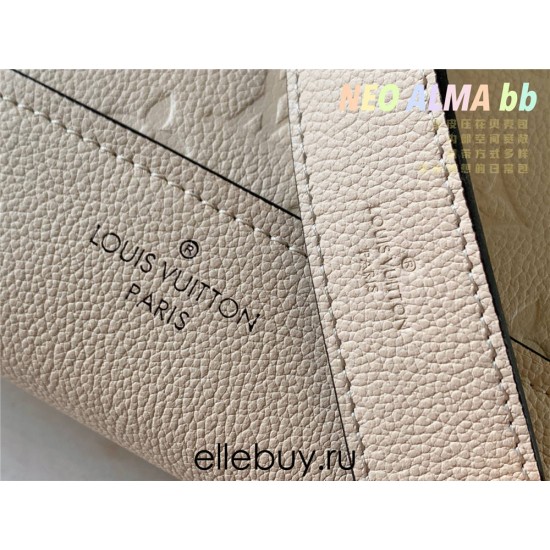 Louis Vuitton M44829 Off-White NEO ALMA bb Embossed Empreinte Leather, Soft and Vibrant Colors, Size: 25.0x18.0x12.0 cm