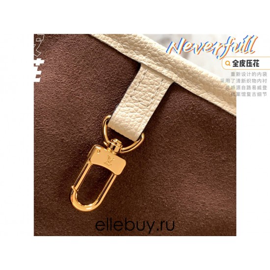 Louis Vuitton M45684 Off-White Embossed Neverfull Medium Handbag Monogram Empreinte Soft Embossed Leather, Size: 32x29x17cm