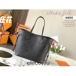 Louis Vuitton M45685 Black Embossed Neverfull Medium Handbag Monogram Empreinte Soft Embossed Leather, Size: 32x29x17cm